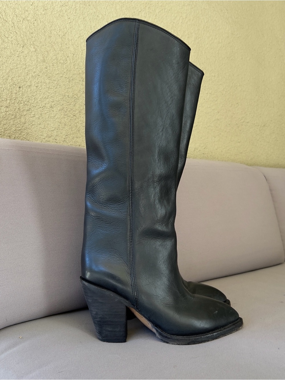 Yeezy Knee-High Leather Cowboy Boots EU39 US9